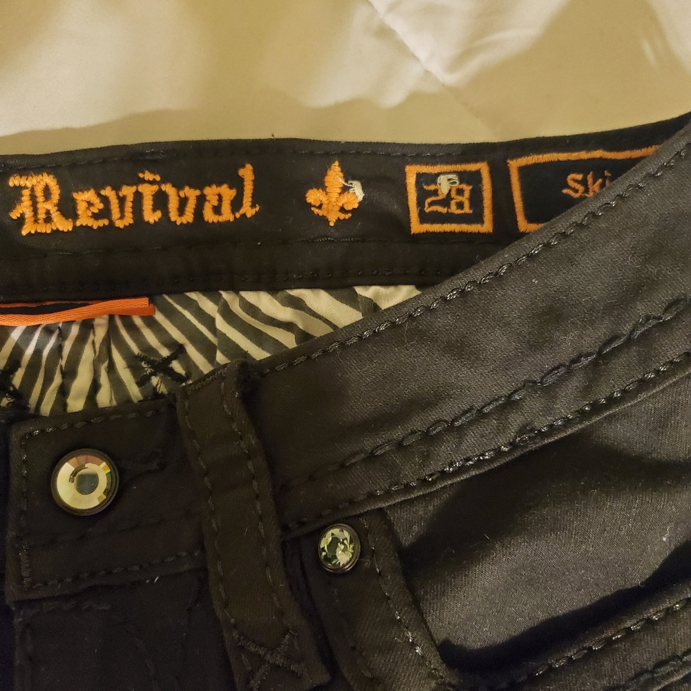 Rock Revival Mega Bling Skinny Jeans Black Rhinestone 28